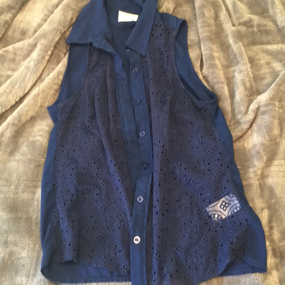Blue Lacey/Chiffon shirt